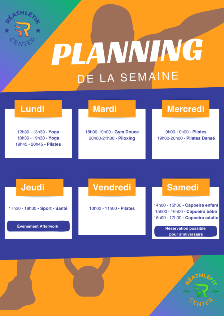 Planning de la semaine du REATHLEFIT CENTER